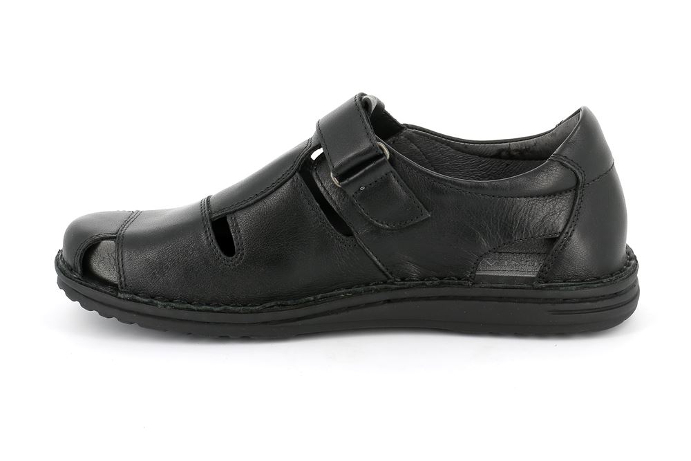 scarpa-aperta-uomo-pelle-nero-fianco-sx - Calzature Mai